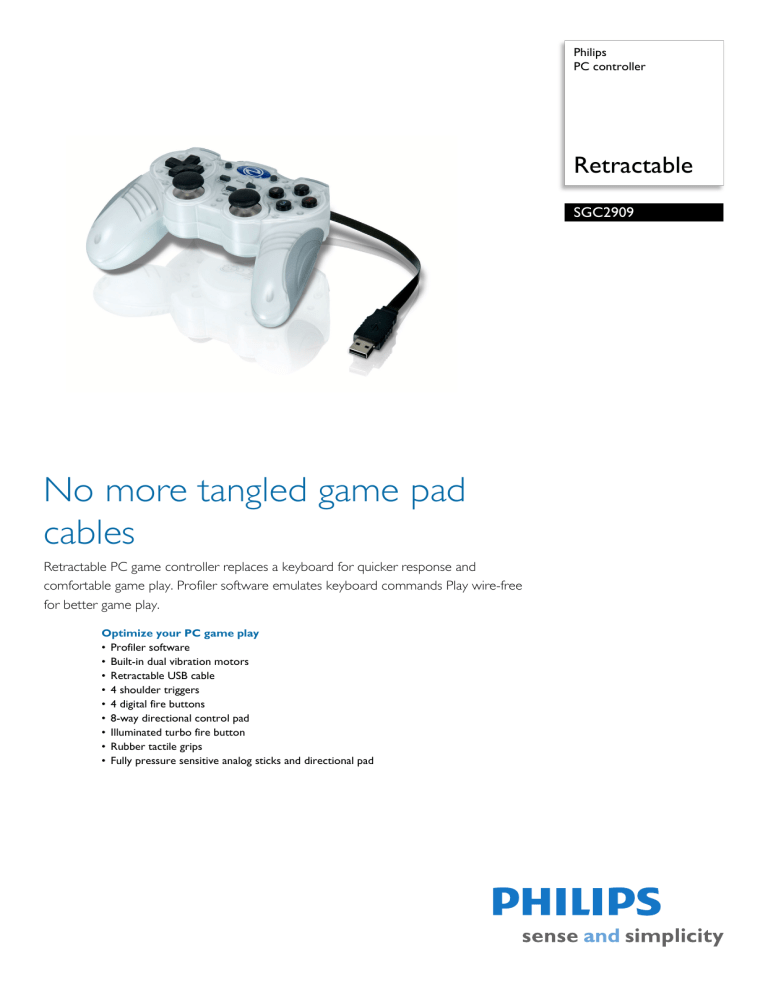 Philips Video Game Controller SGC2909/27 User manual Philips Video Game Controller SGC2909/27 User manual