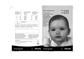 Philips Bottle Warmer SC215 User manual Philips Bottle Warmer SC215 User manual