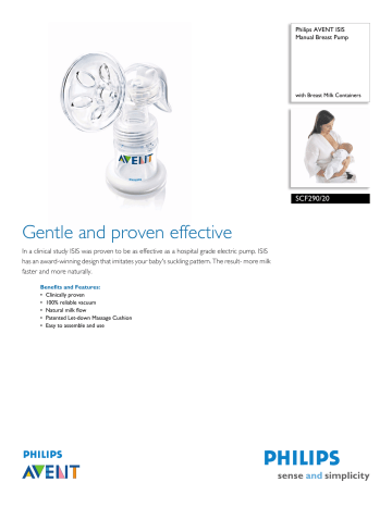 Philips Breast Pump SCF290/20 User manual Philips Breast Pump SCF290/20 User manual