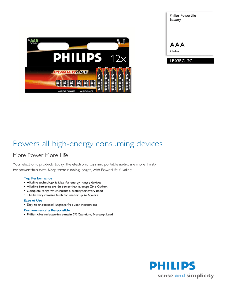 Philips Camera Accessories LR03PC12C/10 User manual Philips Camera Accessories LR03PC12C/10 User manual