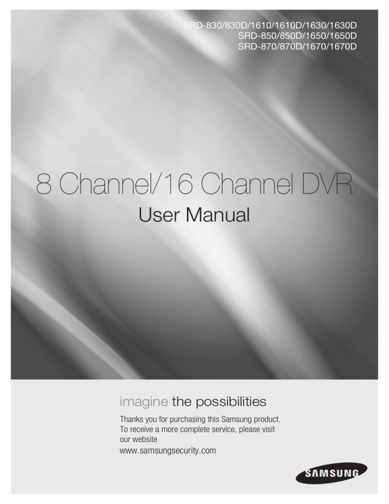 Samsung DVR 1670 User manual Samsung DVR 1670 User manual