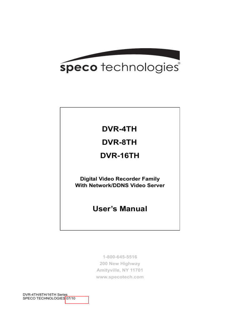 Samsung DVR DVR-16TH User manual Samsung DVR DVR-16TH User manual