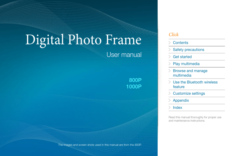 Samsung Digital Photo Frame 1000P User manual Samsung Digital Photo Frame 1000P User manual