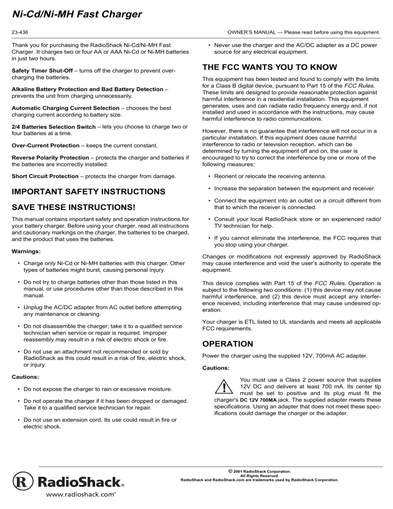 Samsung Battery Charger 23-436 User manual Samsung Battery Charger 23-436 User manual