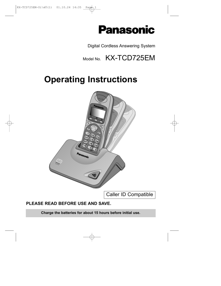 Panasonic Cordless Telephone kx-tcd725em User manual Panasonic Cordless Telephone kx-tcd725em User manual