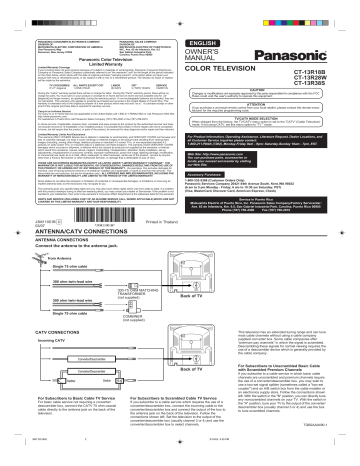 Panasonic CRT Television CT 13R18B User manual Panasonic CRT Television CT 13R18B User manual