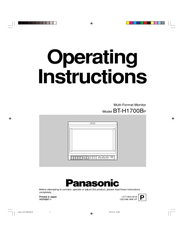 Panasonic Computer Monitor BT-H1700BP User manual Panasonic Computer Monitor BT-H1700BP User manual