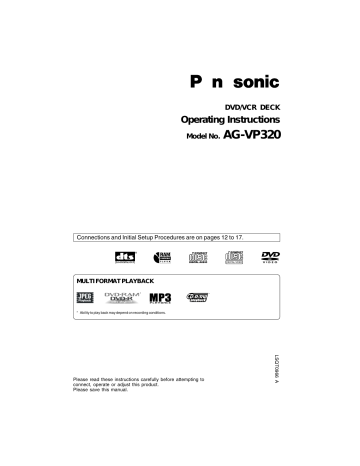Panasonic DVD VCR Combo AG-VP320 User manual Panasonic DVD VCR Combo AG-VP320 User manual