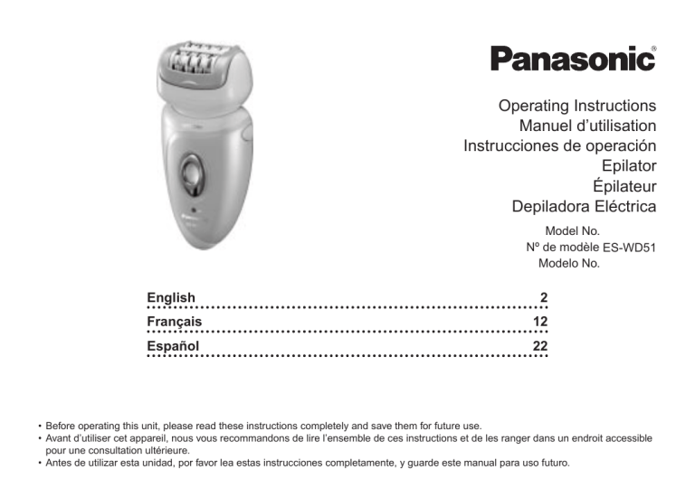 Panasonic Electric Shaver ES-WD51-P User manual Panasonic Electric Shaver ES-WD51-P User manual