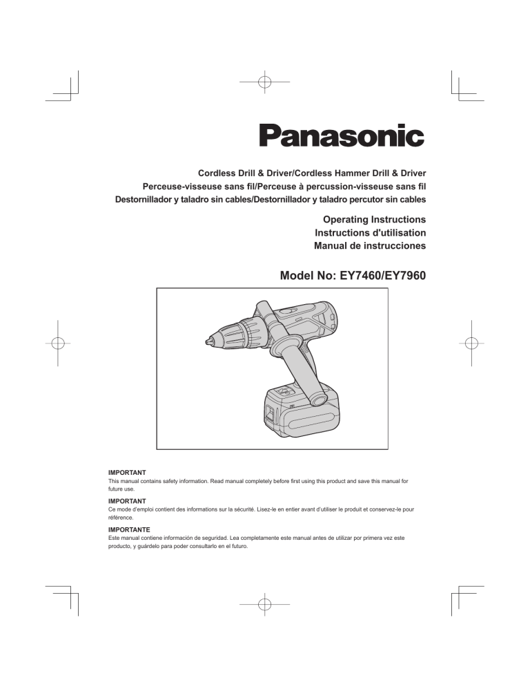 Panasonic Drill EY7460 User manual Panasonic Drill EY7460 User manual