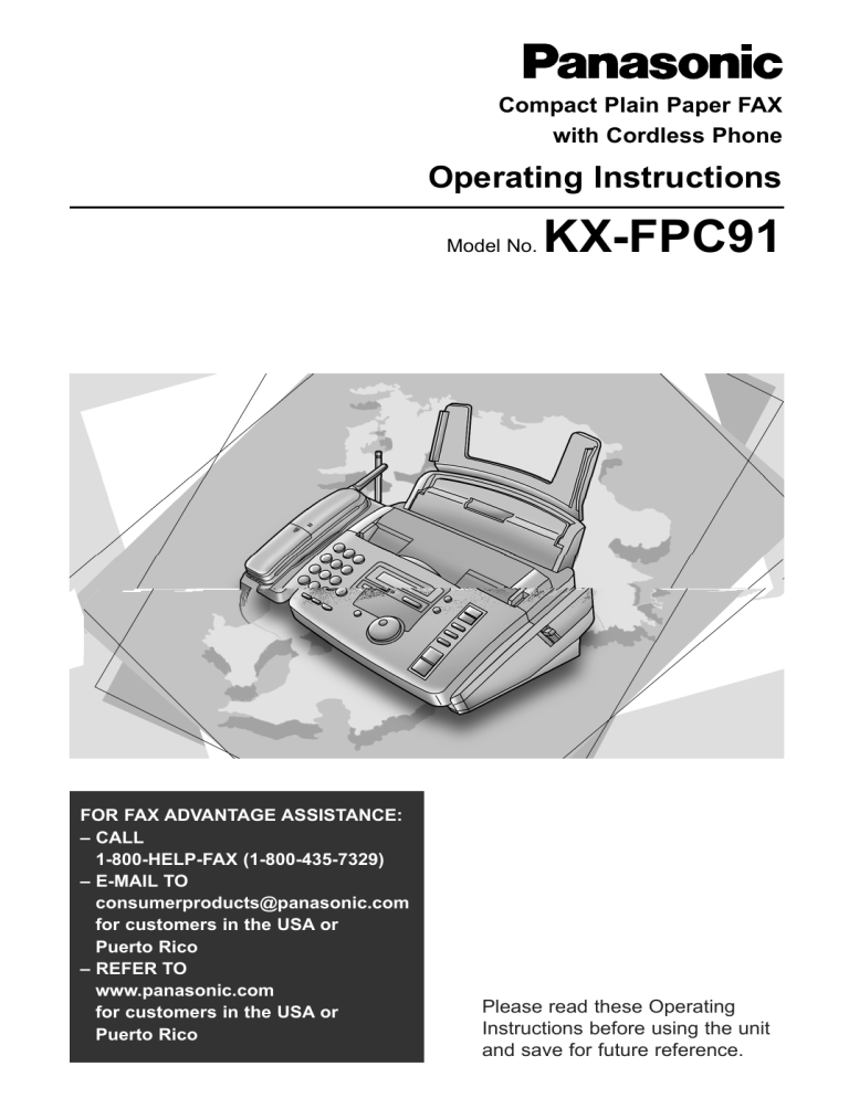 Panasonic Fax Machine 2000 User manual Panasonic Fax Machine 2000 User manual