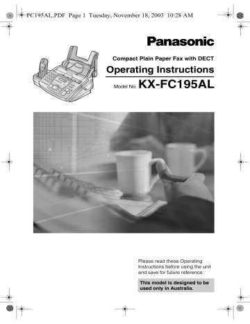 Panasonic Fax Machine KX-FC195AL User manual Panasonic Fax Machine KX-FC195AL User manual
