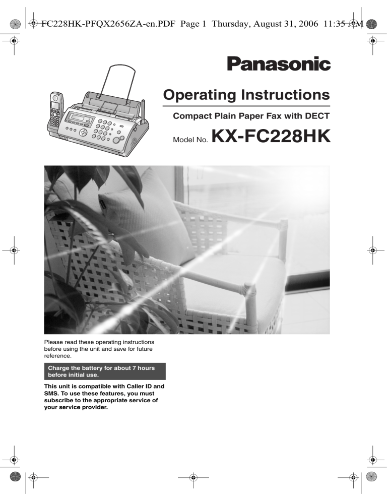 Panasonic Fax Machine KX-FC228HK User manual Panasonic Fax Machine KX-FC228HK User manual