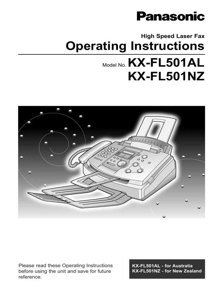 Panasonic Fax Machine KX-FL501AL User manual Panasonic Fax Machine KX-FL501AL User manual