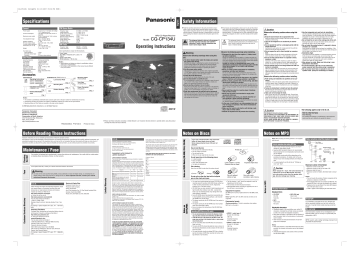 Panasonic MP3 Player CQ-CP134U User manual Panasonic MP3 Player CQ-CP134U User manual