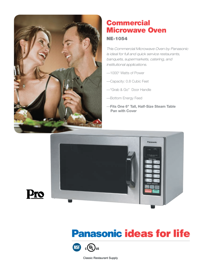 Panasonic Microwave Oven NE-1054 User manual Panasonic Microwave Oven NE-1054 User manual