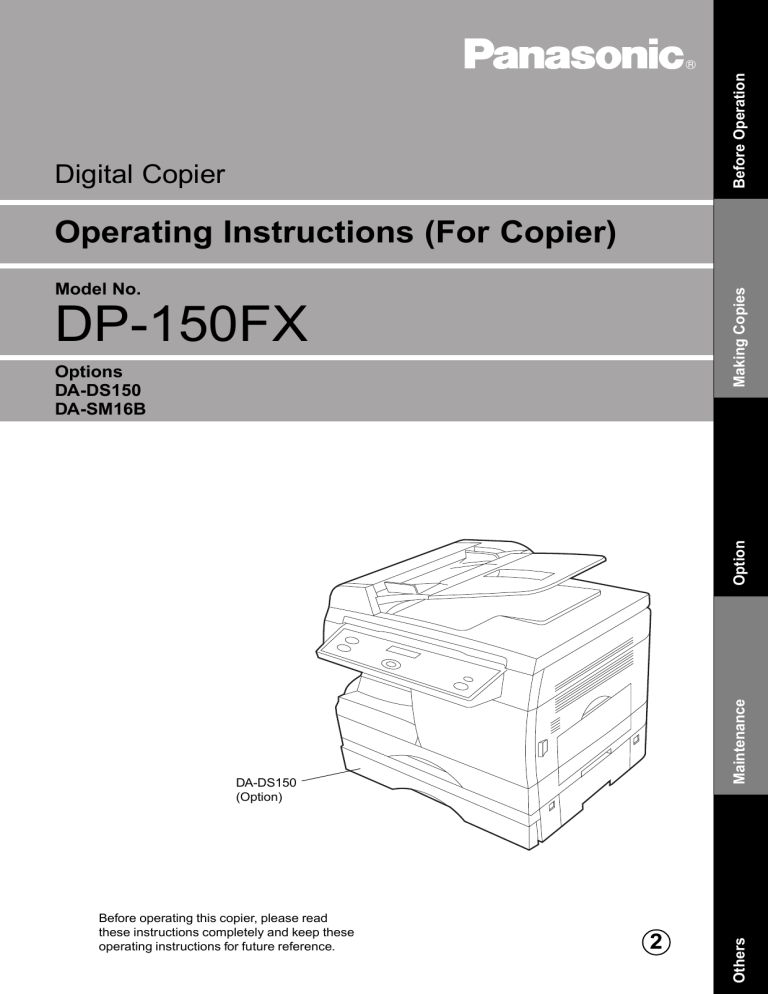 Panasonic All in One Printer DP-150FX User manual Panasonic All in One Printer DP-150FX User manual