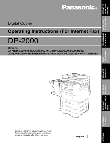 Panasonic All in One Printer DP-2000 User manual Panasonic All in One Printer DP-2000 User manual