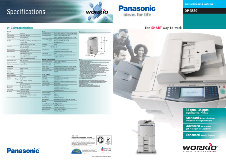 Panasonic All in One Printer DP-3530 User manual Panasonic All in One Printer DP-3530 User manual