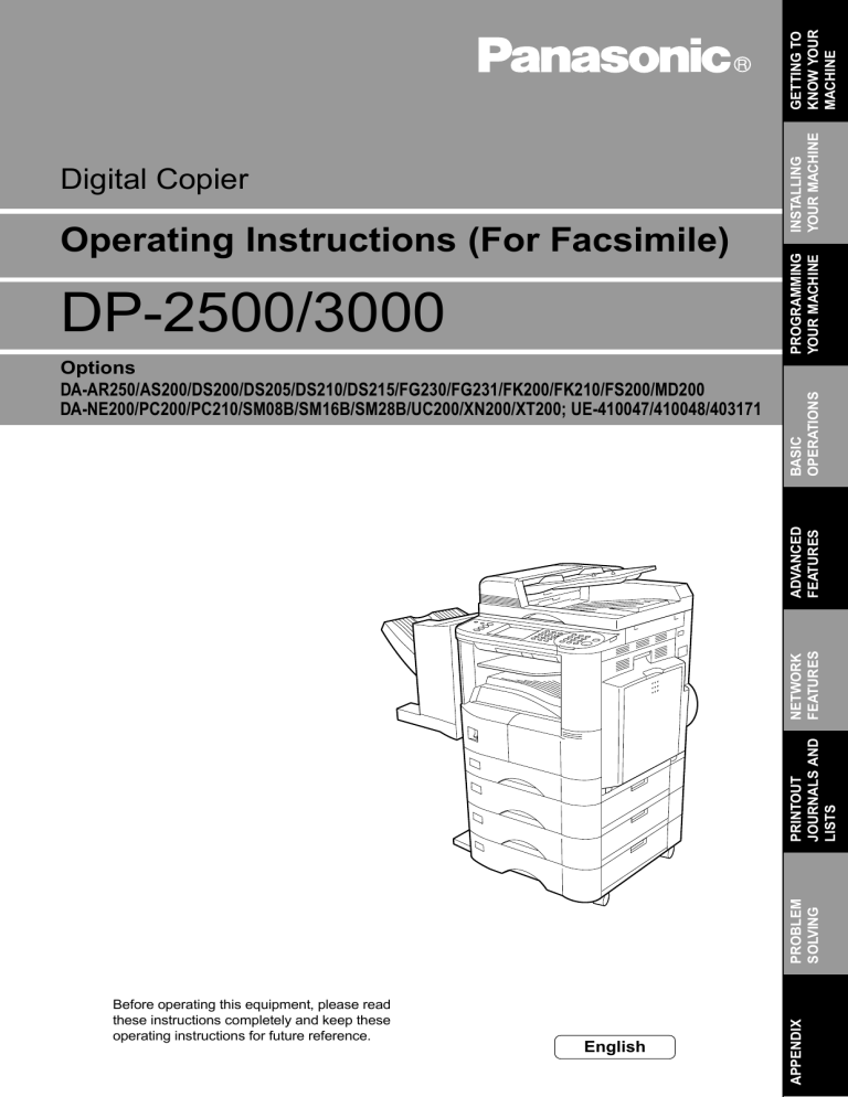 Panasonic All in One Printer DP-2500 User manual Panasonic All in One Printer DP-2500 User manual