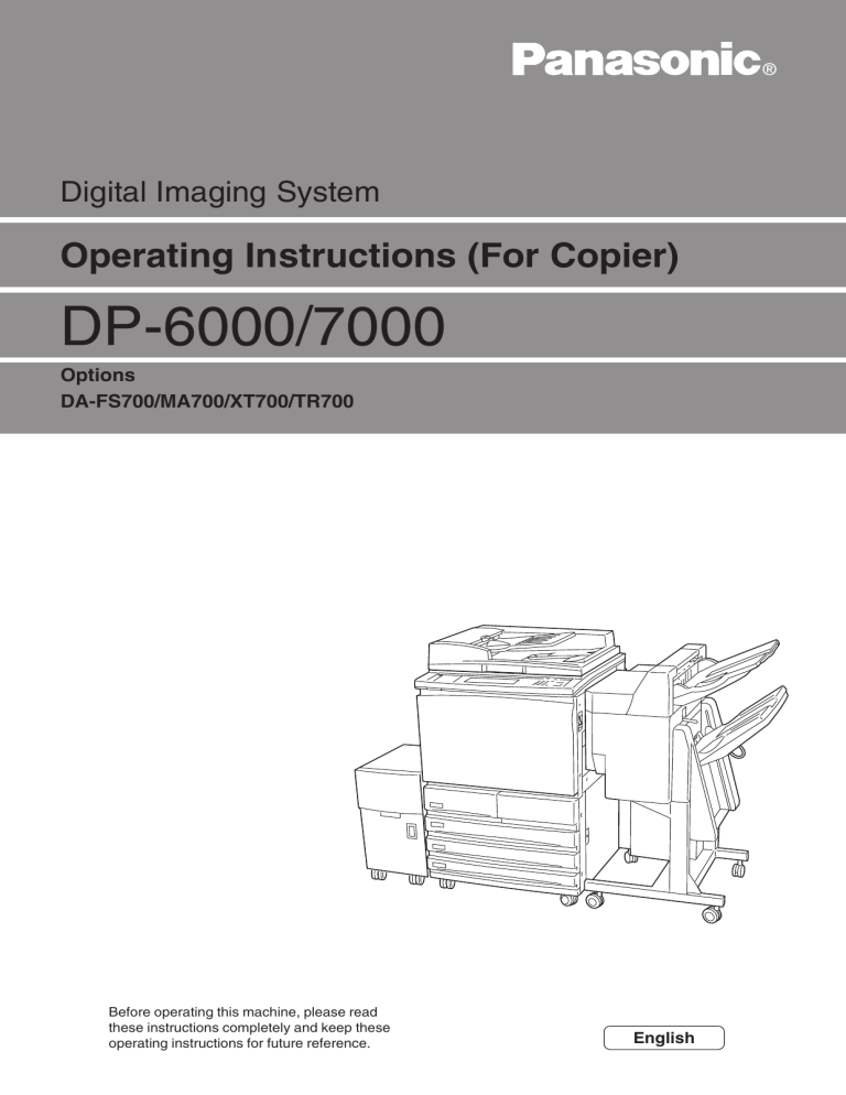 Panasonic All in One Printer DP-6000 User manual Panasonic All in One Printer DP-6000 User manual