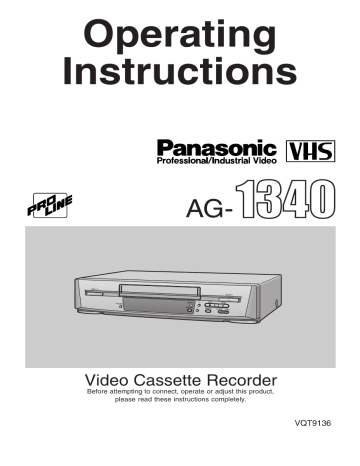 Panasonic VCR AG-1340P User manual Panasonic VCR AG-1340P User manual