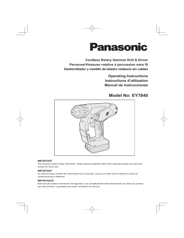 Panasonic Power Hammer EY7840 User manual Panasonic Power Hammer EY7840 User manual