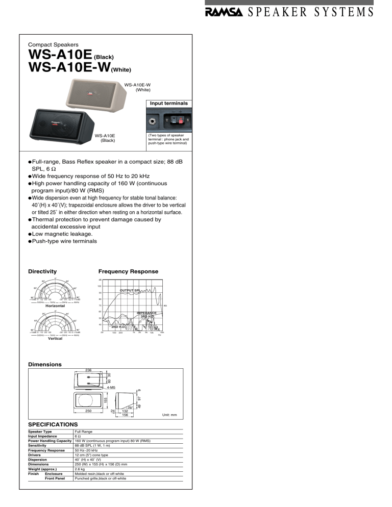 Panasonic Portable Speaker WS-A10E-W User manual Panasonic Portable Speaker WS-A10E-W User manual