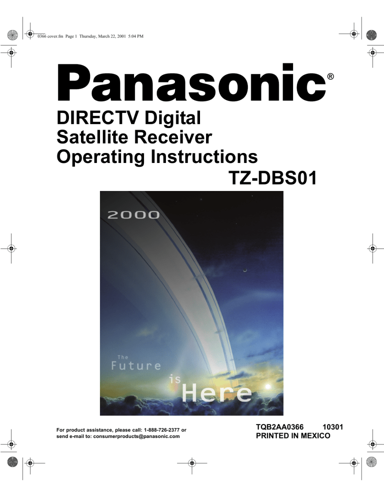Panasonic Satellite TV System TZ-DBS01 User manual Panasonic Satellite TV System TZ-DBS01 User manual