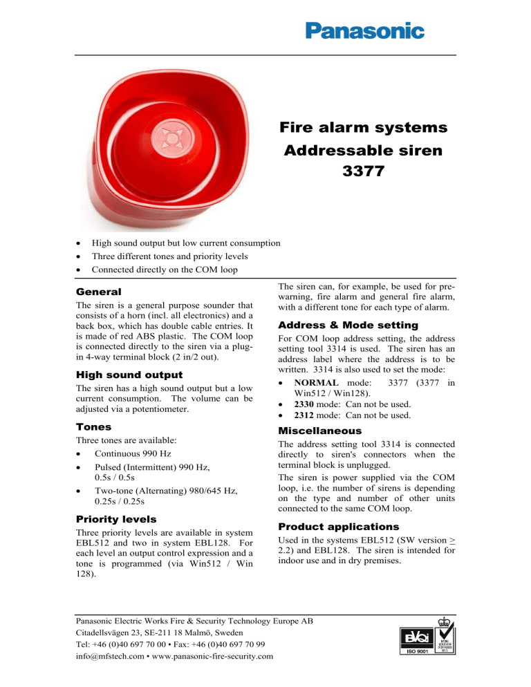 Panasonic Smoke Alarm 3377 User manual Panasonic Smoke Alarm 3377 User manual