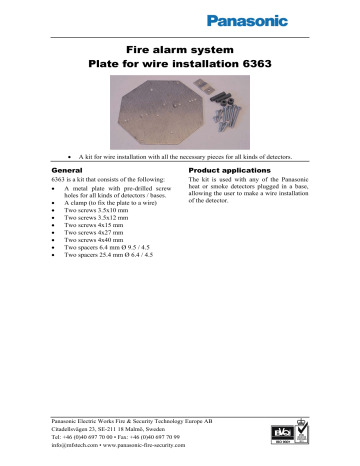 Panasonic Smoke Alarm 6363 User manual Panasonic Smoke Alarm 6363 User manual
