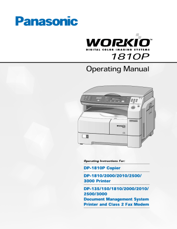 Panasonic Scanner DP-1810P User manual Panasonic Scanner DP-1810P User manual