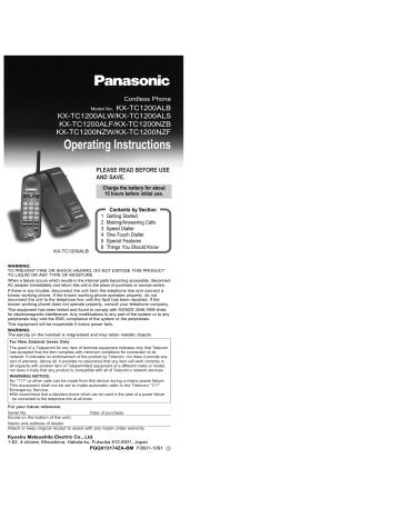 Panasonic Tablet KX-TC1200NZF User manual Panasonic Tablet KX-TC1200NZF User manual