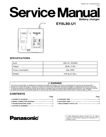 Panasonic Battery Charger EY0L80-U1 User manual Panasonic Battery Charger EY0L80-U1 User manual