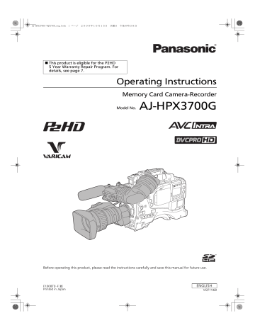 Panasonic AJ-HPX3700G, Camera Accessories AJ-P2C064AG User manual Panasonic AJ-HPX3700G, Camera Accessories AJ-P2C064AG User manual