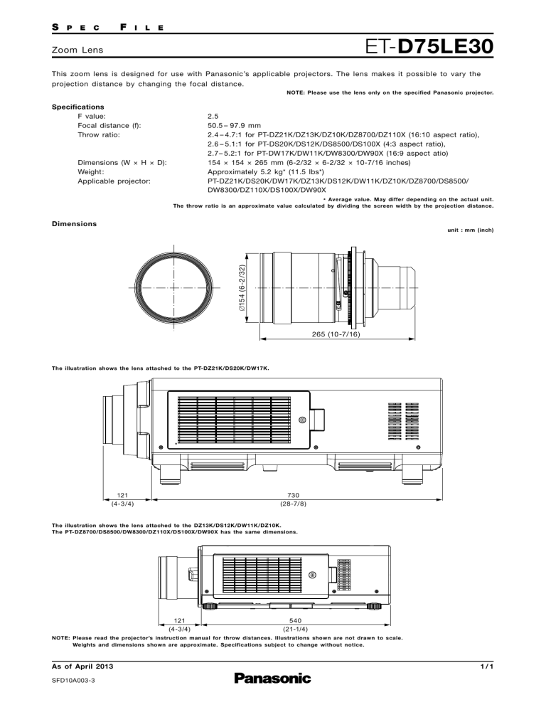 Panasonic Camera Accessories ETD75LE30 User manual Panasonic Camera Accessories ETD75LE30 User manual
