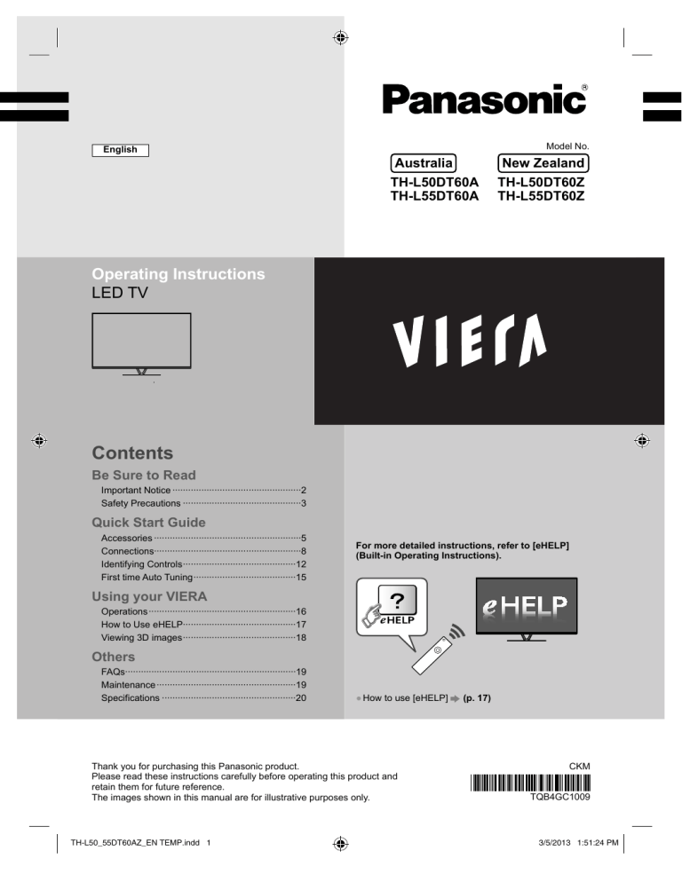 Panasonic Car Satellite TV System TH-L50DT60A User manual Panasonic Car Satellite TV System TH-L50DT60A User manual