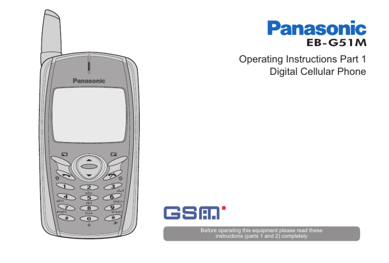 Panasonic G51M, Cell Phone EB-G51M User manual Panasonic G51M, Cell Phone EB-G51M User manual
