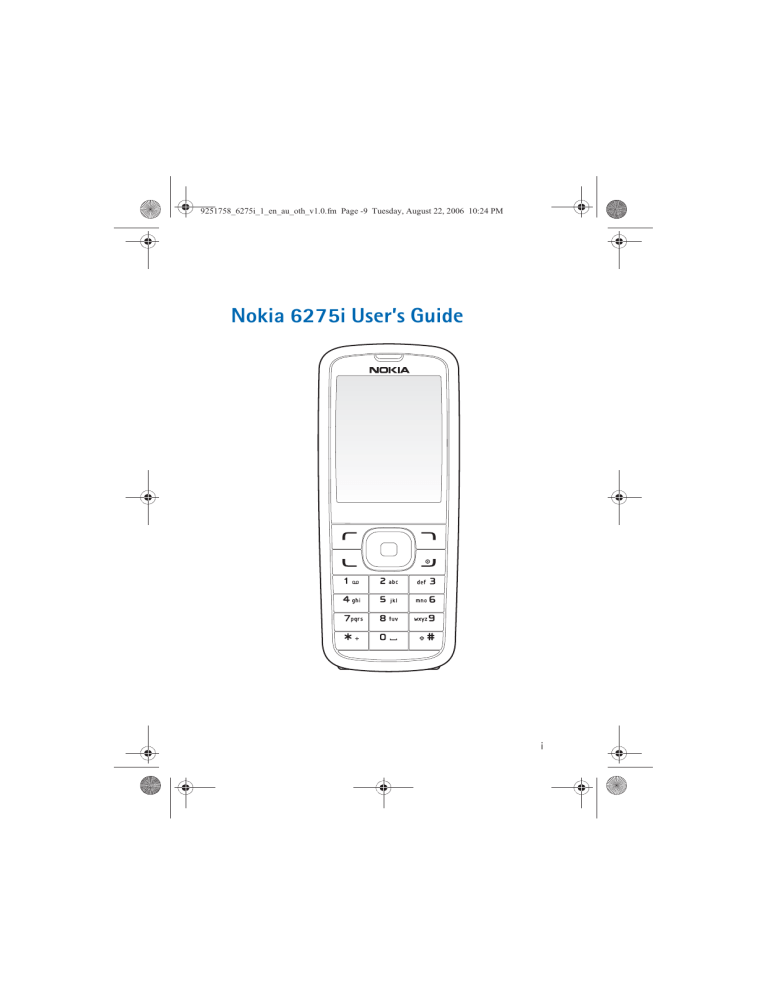 Panasonic Cell Phone 6275I User manual Panasonic Cell Phone 6275I User manual