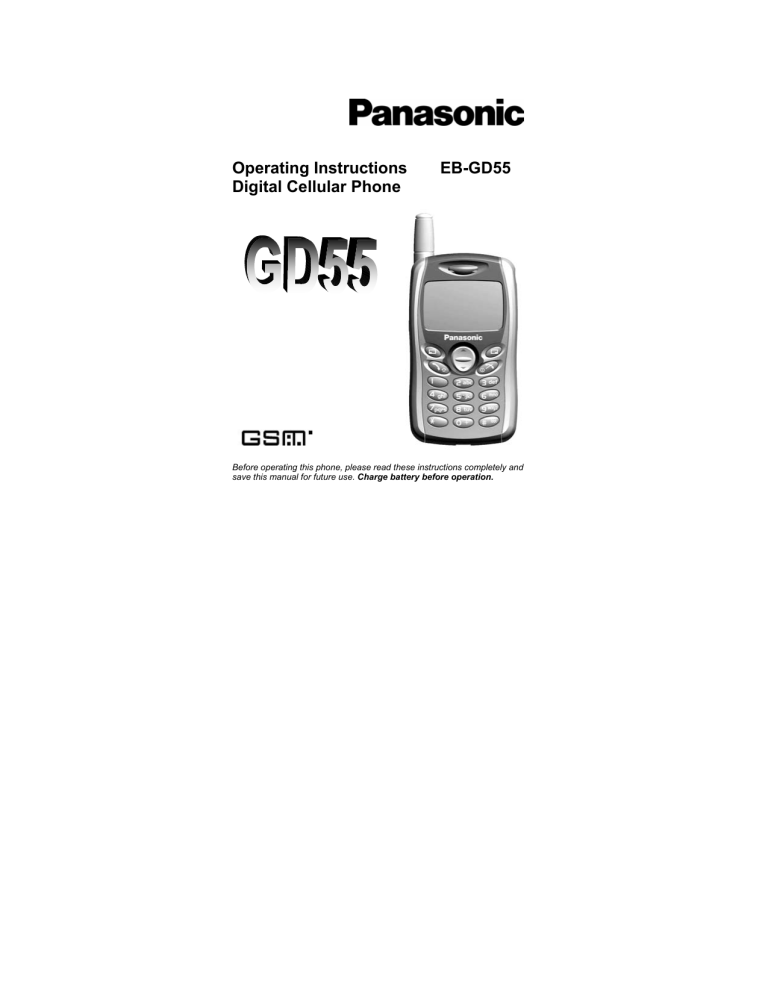 Panasonic Cell Phone EB-GD55 User manual Panasonic Cell Phone EB-GD55 User manual