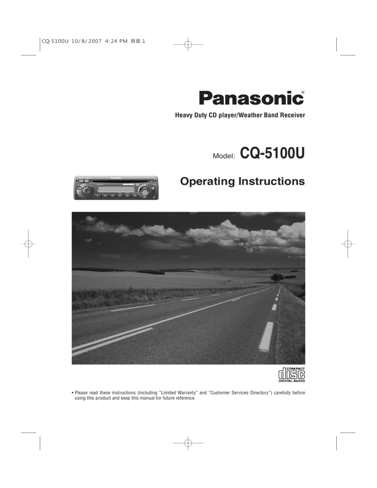 Panasonic CD Player CQ-5100U User manual Panasonic CD Player CQ-5100U User manual