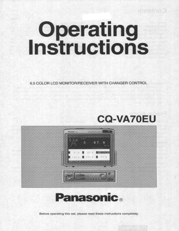 Panasonic Car Video System CQVA70EU User manual Panasonic Car Video System CQVA70EU User manual