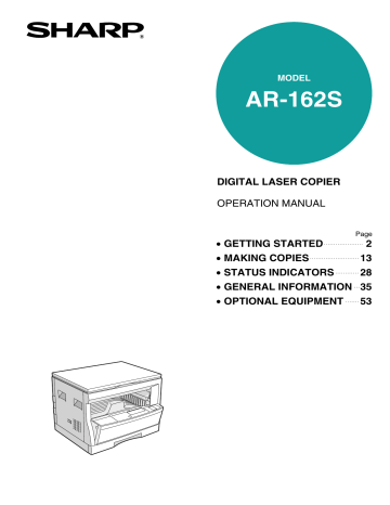 Sharp Copier AR-162S User manual Sharp Copier AR-162S User manual