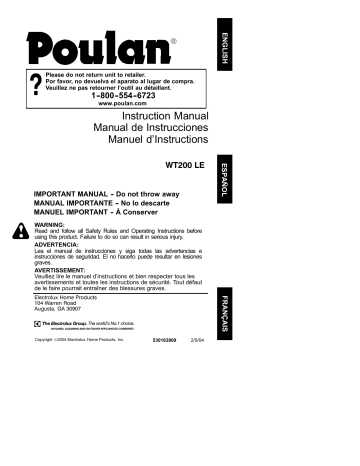 Poulan Blower 530163809 User manual Poulan Blower 530163809 User manual