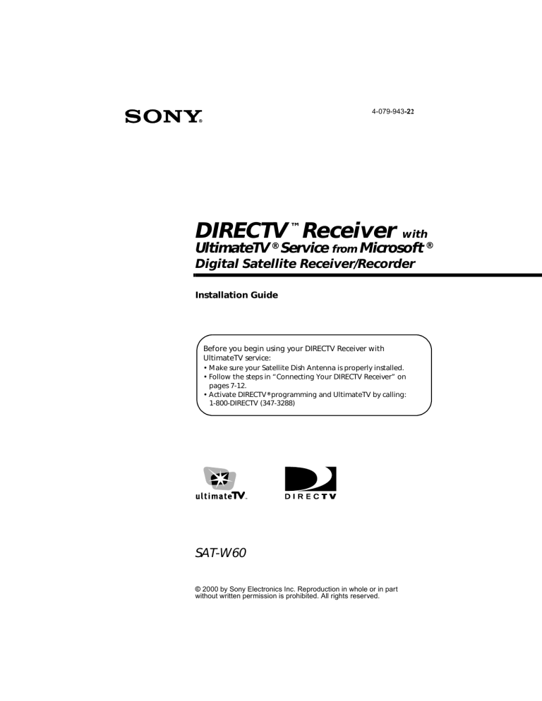 Sony Satellite TV System SAT-W60 User manual Sony Satellite TV System SAT-W60 User manual