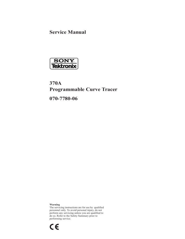 Sony Trimmer 370A User manual Sony Trimmer 370A User manual