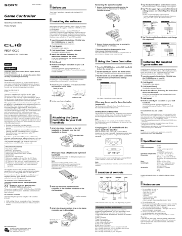 Sony Video Game Controller PEGA-GC10 User manual Sony Video Game Controller PEGA-GC10 User manual