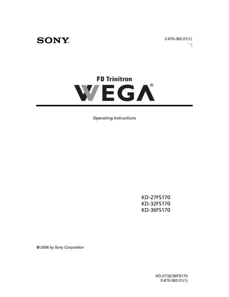 Sony CRT Television KD 36FS170 User manual Sony CRT Television KD 36FS170 User manual