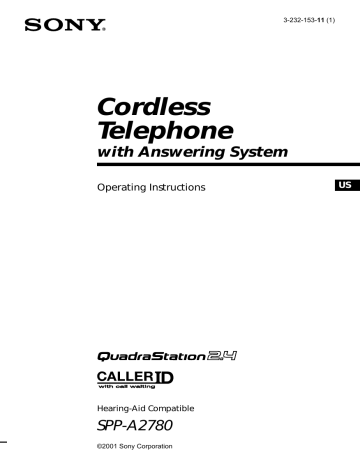 Sony Cordless Telephone PP-A2780 User manual Sony Cordless Telephone PP-A2780 User manual