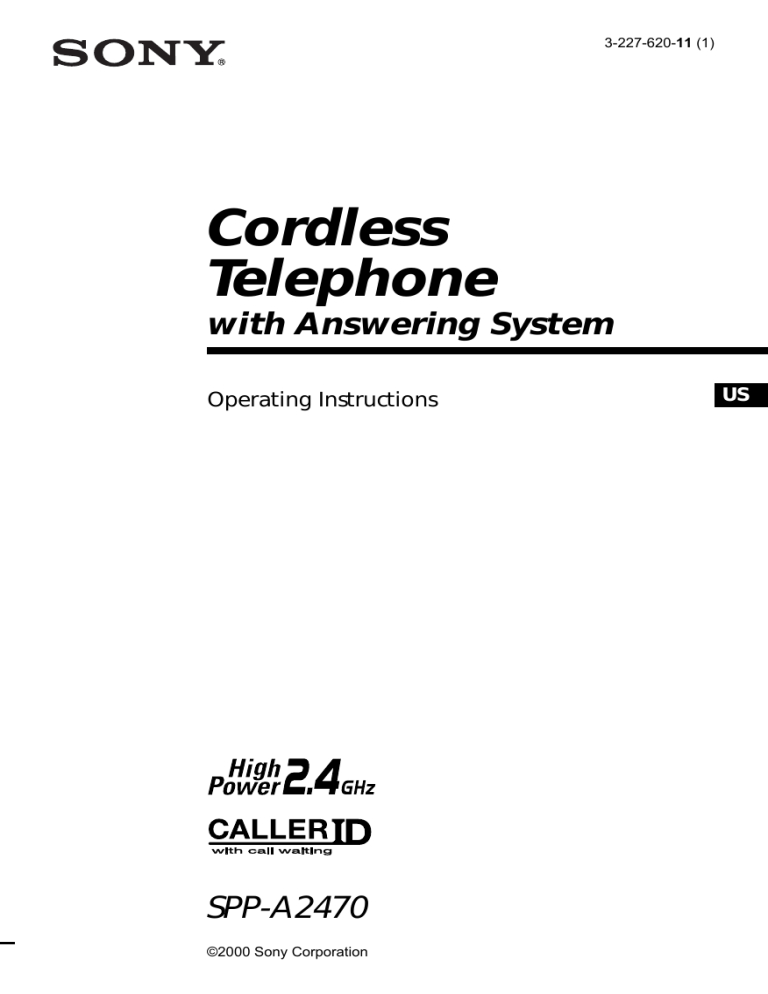 Sony Cordless Telephone SPP-A2470 User manual Sony Cordless Telephone SPP-A2470 User manual
